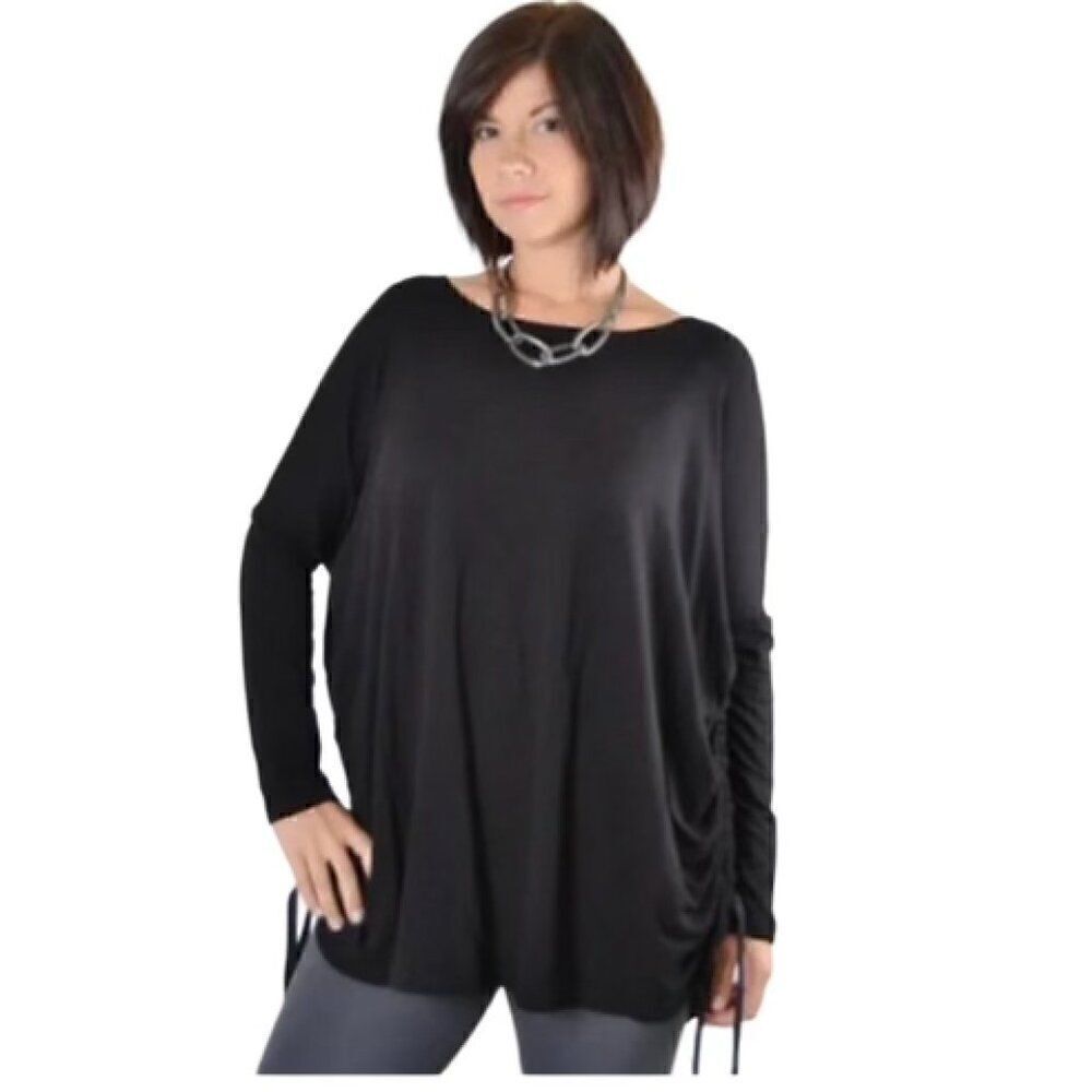 Bryn Walker Side Ruched Inman Lagenlook Tunic Black Small